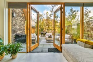 Beautiful veranda design with patio door
